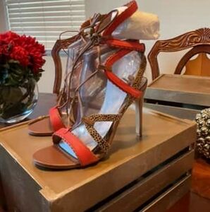 Dolce Vita "HAVEN" Orange-Red and Brown Strappy Heels